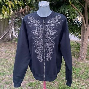 Jerzees Vintage Woman’s Rhinestone Zipper Jacket Size Medium